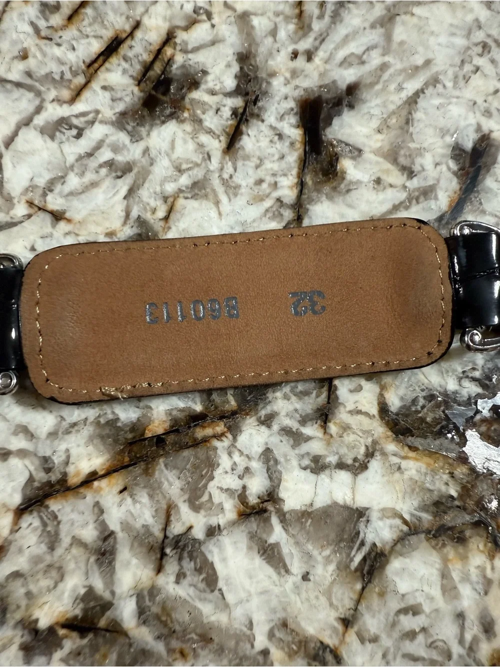 Brighton Black Croc-Embossed Women’s Belt with Ornate Silver Buckle